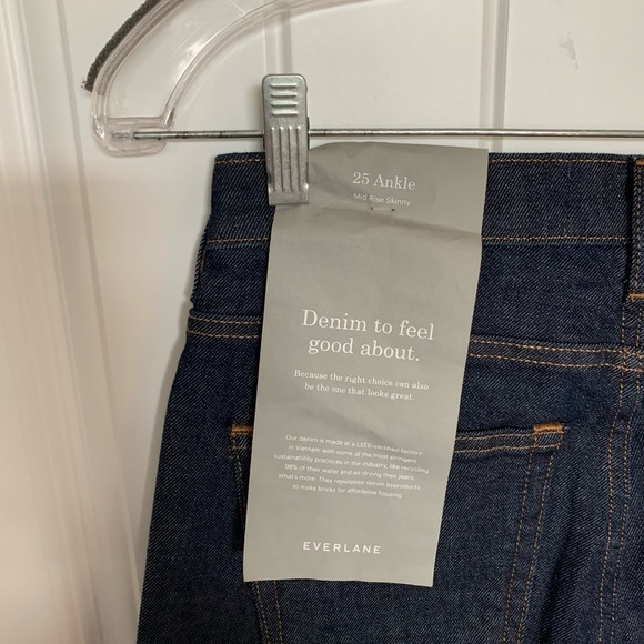 NWT Everlane Skinny Jeans 25 – Mid Rise Ankle Crop Dark Wash Stretch Denim Class - Picture 12 of 12